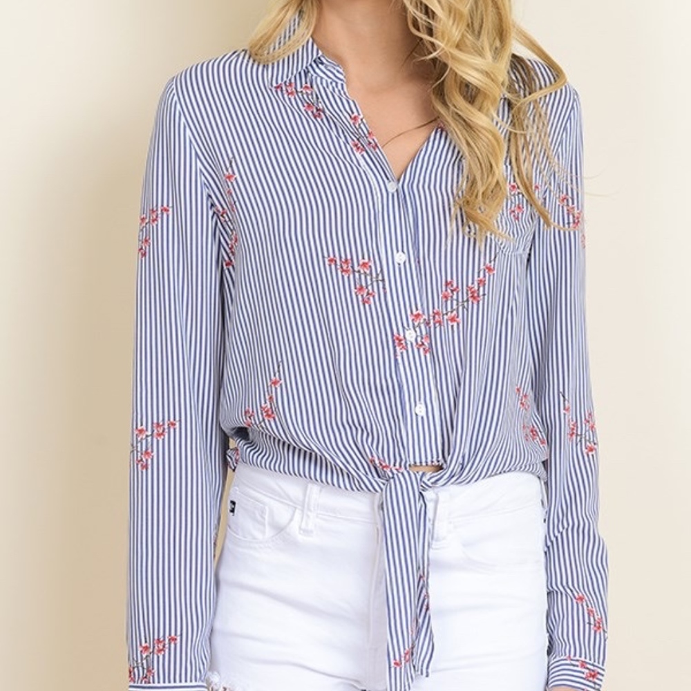 Knotted Striped Blouse